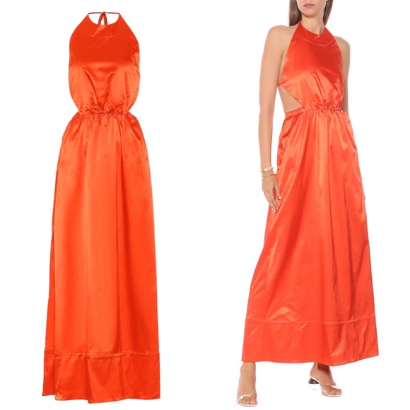 STAUD Dresses & Skirts - NWT Staud Sidney Sateen Halter Cut Out Maxi Dress